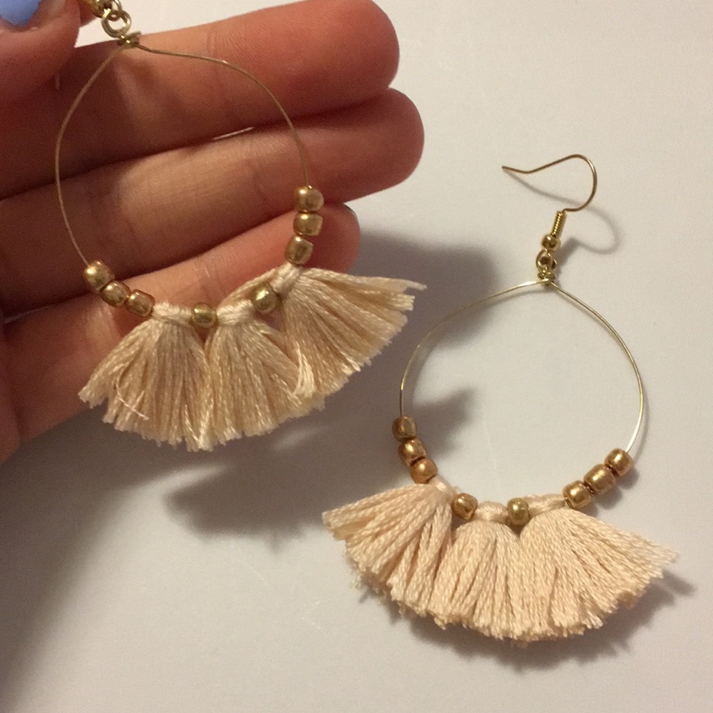 Cream tassel earrings!